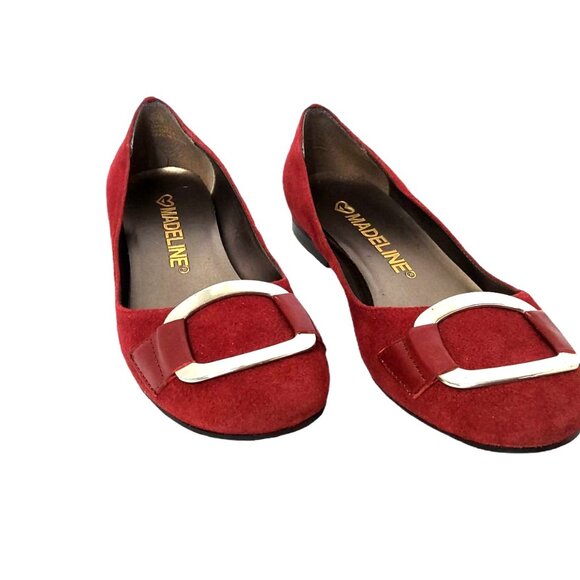 madeline womens "vesty" red suede slip on flats size 6.5m. - Picture 3 of 5